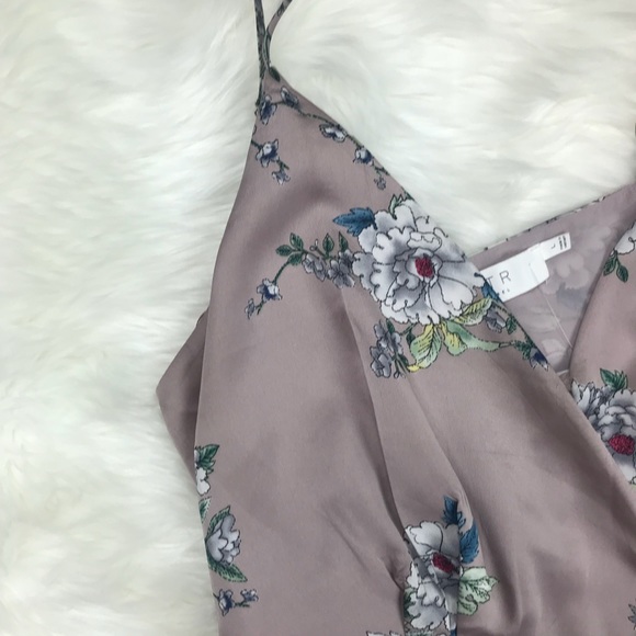 {Astr The Label} Mauve Satin Floral Wrap Dress - Picture 5 of 8